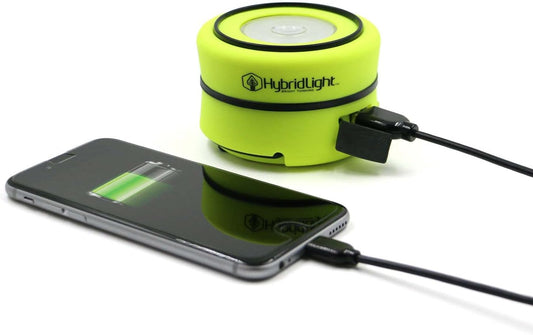 Solar Rechargeable Lantern/Cell Phone Charger. 150 Lm. Built in Solar Panel, Hi-Vis Yellow